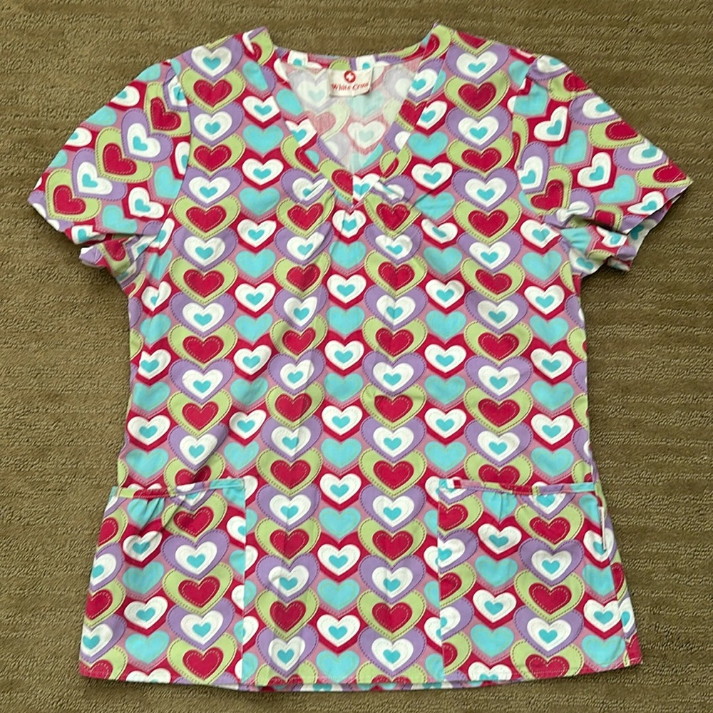 White Cross Scrub Top